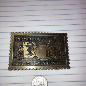 Vintage Pharmacy Postage Stamp Belt Buckle